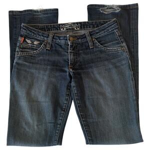 Robin's Jean Women's 29 Straight Jeans Dark Wash Stud Wings Y2K Denim Distressed